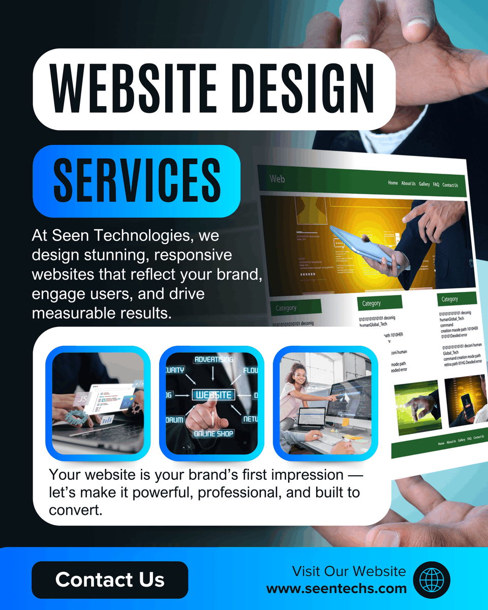seentechs's tweet photo. Build a website that works for you! 🌐 Seen Technologies delivers custom web development solutions—fast, responsive, and tailored to your business needs. #WebDevelopment #TechSolutions #Innovation https://t.co/JHl3NfUDWg