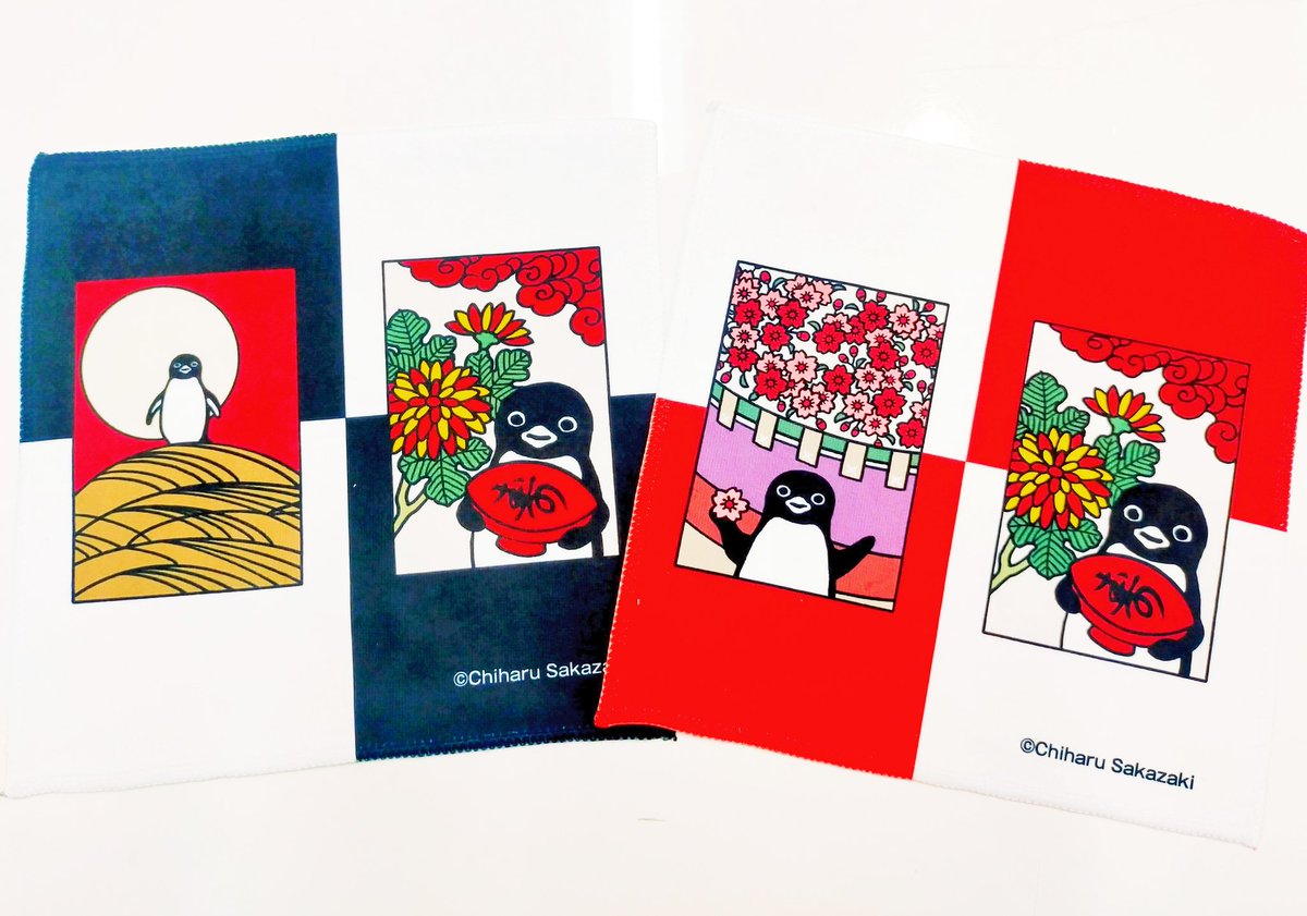 グッズ再入荷のお知らせ✨》 「ペンギン花札ハンドタオル（月見酒