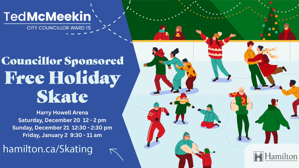 My office will be sponsoring three public skates over the holidays. All are welcome to Harry Howell Arena for free skating on December 20 from 12-2pm, as well as December 21 from 12:30-2:30pm. There will be an additional free skate in the New Year on January 2 from 9:30-11am.