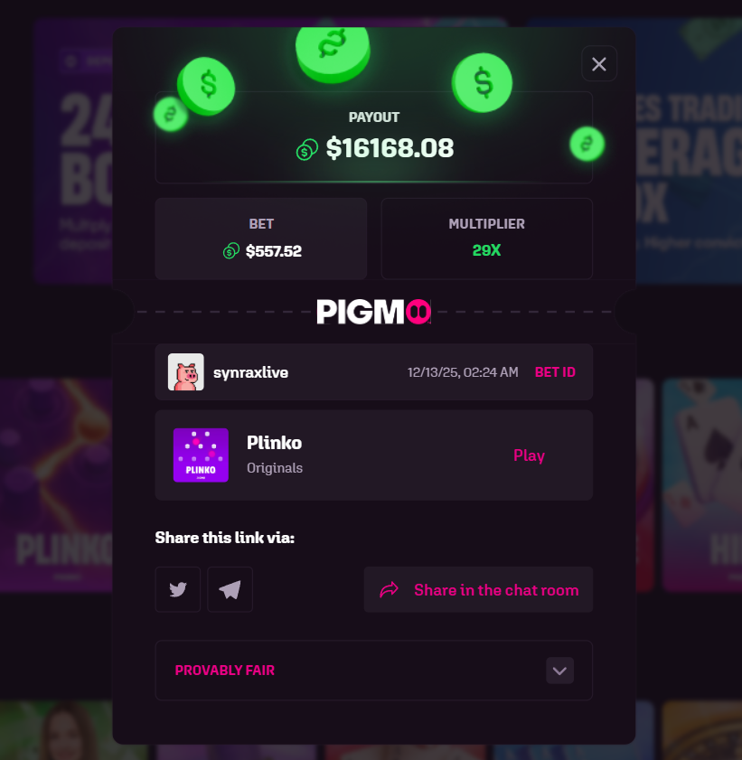 SynraxOfficial's tweet photo. Big Fat Win At https://t.co/NQA46IAWO7 🎉

Lets do $250 Giveaway (5x winners $50 each)

How to join ?
- Register At pigmo using code ''SYNRAX'' Or the link below AND Comment your username

https://t.co/owNXM2S4Lh

@pigmo_kevin @AlaskaFromPigmo @RDCasino https://t.co/CX5fsvFf6a
