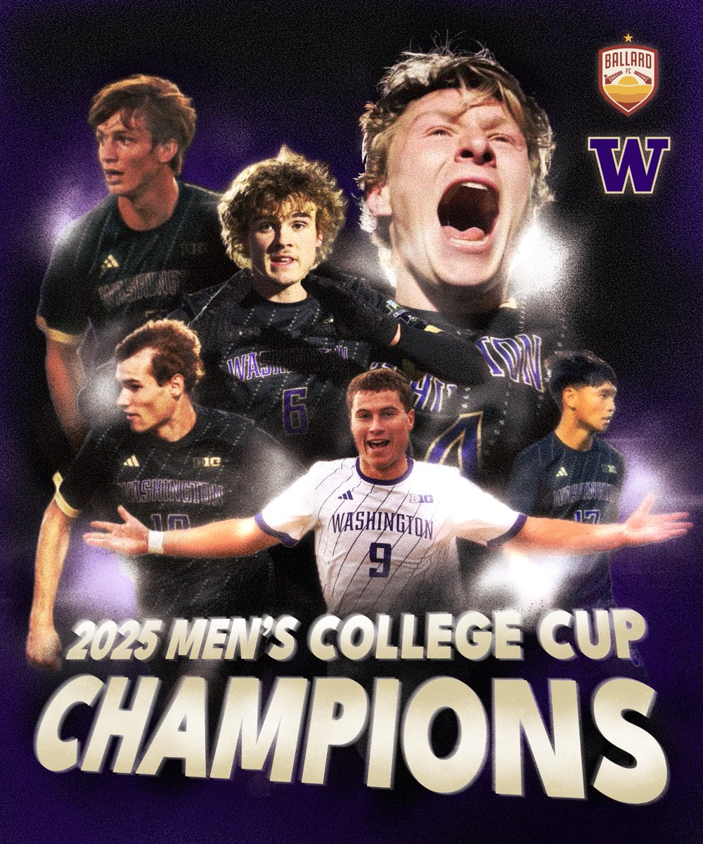 GoBallardFC's tweet image. Got it done ✅ 😤

Congrats to Joe, Richie, Cameron, Charlie, Zach, Harry, and all of @UW_MSoccer on the National Title 🏆

Seattle is truly a soccer city and we’re so proud of our Ballard boys for bringing another trophy home.