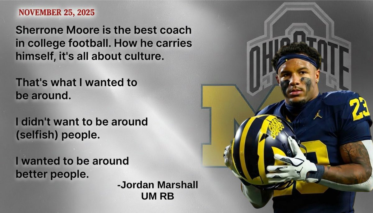 DarkoStateNews's tweet image. Jordan Marshall, on why he chose Michigan over Ohio State.

This was 20 days ago.