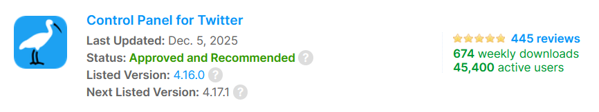 Control Panel for  tweet media