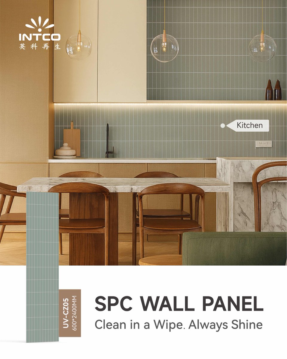 IntcoH72474's tweet image. Designed for real life, styled for modern living. Our SPC Wall Panel brings effortless cleanliness to the heart of the home — a quick wipe, and it’s back to pristine.

#intcodecor #spcwallpanel #kitchendesign #moderninteriors #wallsolutions #wallpanel #wallpaper #designforliving