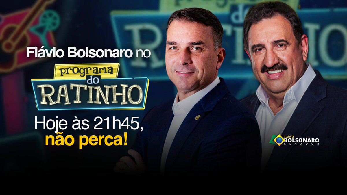 FlavioBolsonaro's tweet image. Daqui a pouco estarei com @ratinhodosbt , ao vivo! Te espero lá!