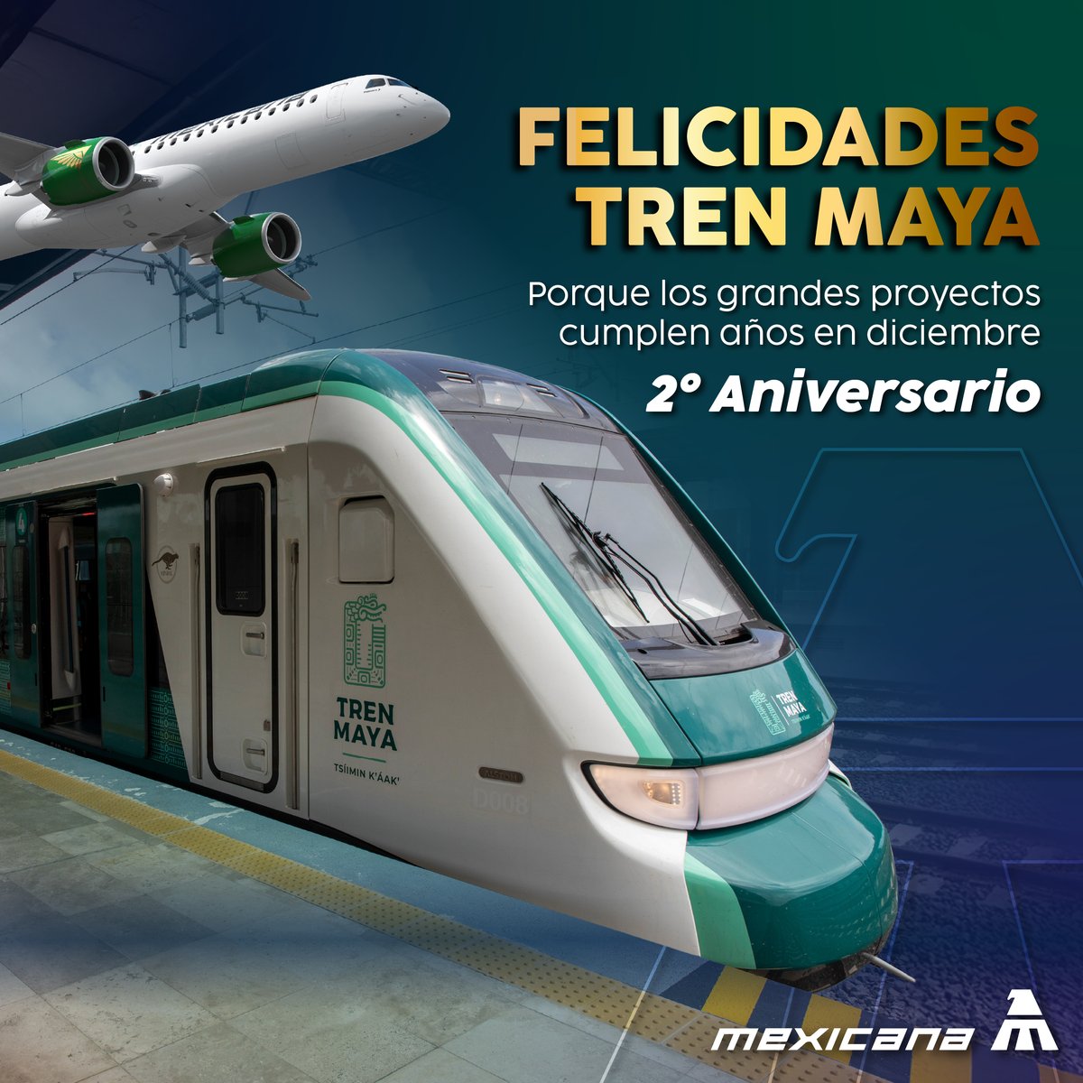 🚆✨ Dos años de operación, crecimiento y conexión.
Felicitamos al <a href="/TrenMayaMX/">Tren Maya</a> por seguir impulsando la movilidad y el turismo, acercando destinos y generando oportunidades para la región.

#TrenMaya #Aniversario #MéxicoSeMueve #Conectividad #SegundoAniversario #Turismo