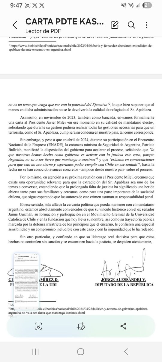 UDI pide al Presidente electo José Antonio Kast, abordar extradición de Apablaza con el Mandatario argentino, Javier Milei <a href="/Emol/">Emol.com</a>