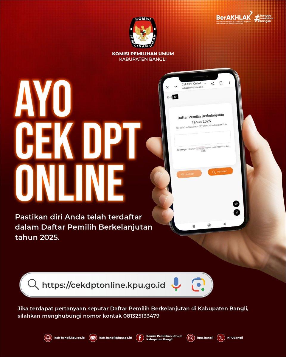 #TemanPemilih, Pastikan diri Anda sudah terdaftar pada Daftar Pemilih Berkelanjutan dengan melakukan pengecekan pada link cekdptonline.kpu.go.id