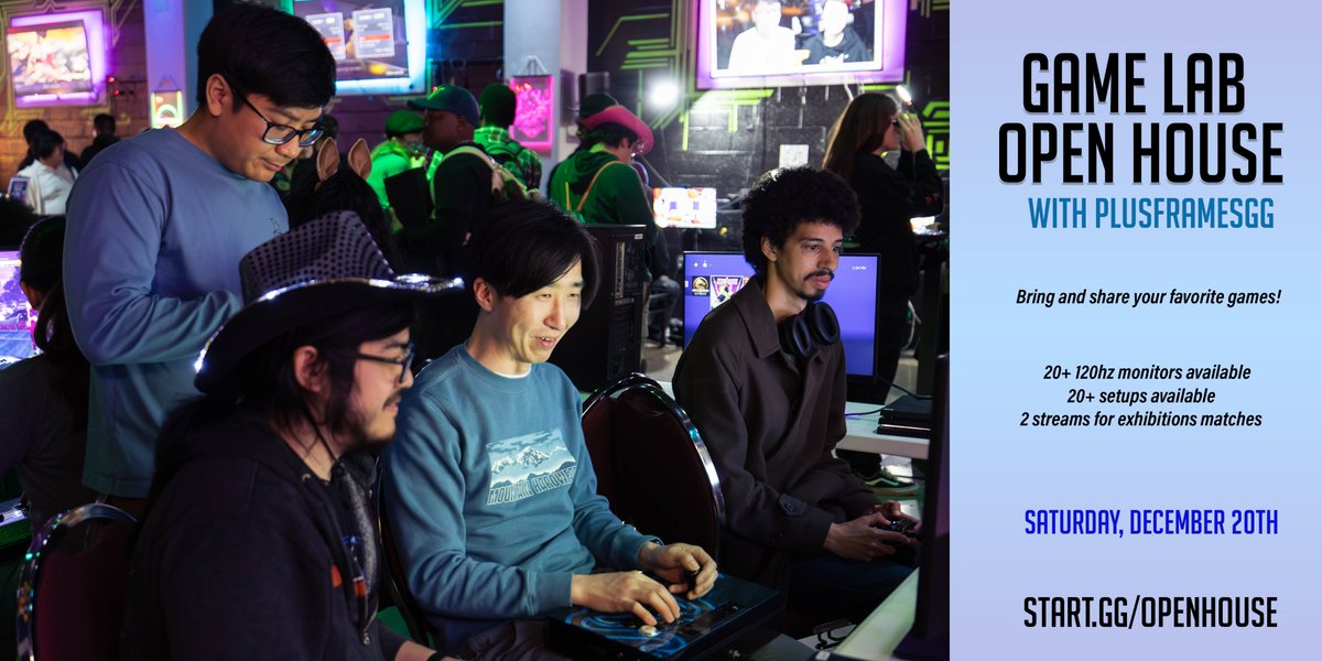 Come chill and wrap up the year with us! Game Lab Open House is happening this Saturday, December 20th at <a href="/rivgamelab/">Riverside Game Lab</a>. 🏡

It's a full day of Casuals &amp; Streamed Exhibitions! No Tournaments. Just Games. 🎮

More details and Registration at: start.gg/OpenHouse