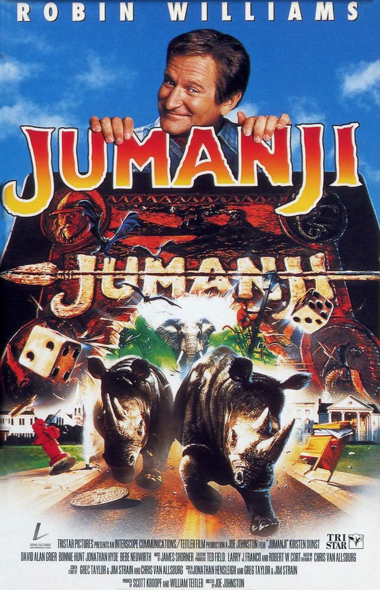 FilmNewsNos's tweet photo. 🎬MOVIE HISTORY: 30 years ago today, December 15, 1995, the movie ‘Jumanji’ opened in theaters!
#RobinWilliams #BonnieHunt #KirstenDunst #BradleyPierce #DavidAlanGrier #JonathanHyde #BebeNeuwirth #AdamHannByrd #LauraBellBundy #PatriciaClarkson #MalcolmStewart #JoeJohnston https://t.co/52YzE4E6TL