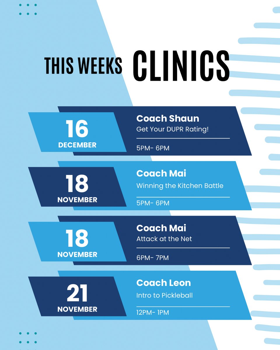 24HourPickle's tweet photo. This week’s clinics 🏓🔥 Let’s level up!💪🏼
.
.
.
.
.
#24HourPickle #Sugarland #PickleballClinics #PickleballCoaching #PickleballTraining #PickleballLife #DUPR #PickleballCommunity #LevelUp https://t.co/eZEQhc7Got