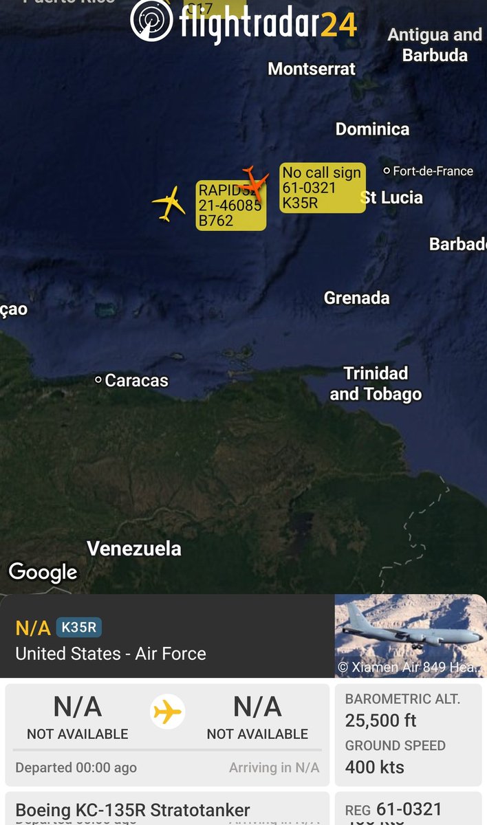 sipjack1776's tweet photo. 🇺🇲KC-46A Pegasus 
🇺🇲KC-135R Stratotanker 
#AE63C1/21-46085/RAPID52
#AE0262/61-0321
Tracking over the Caribbean Sea.
@Borrowed7Time @MichaelBonet8 @r4streando @FlconEYES @SA_Defensa @ArmchairAdml https://t.co/IsheggKlRK
