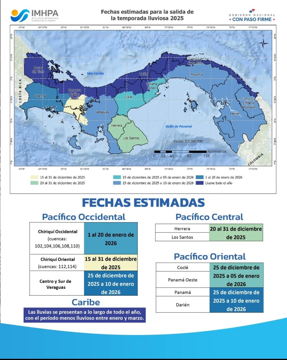 osmithgallardo's tweet photo. IMHPA: Fechas estimadas para la salida de la temporada lluvias 2025.

Seguimos con la temporada lluviosa - precaucion en los cuerpos de agua. https://t.co/O1rAI4zC8L
