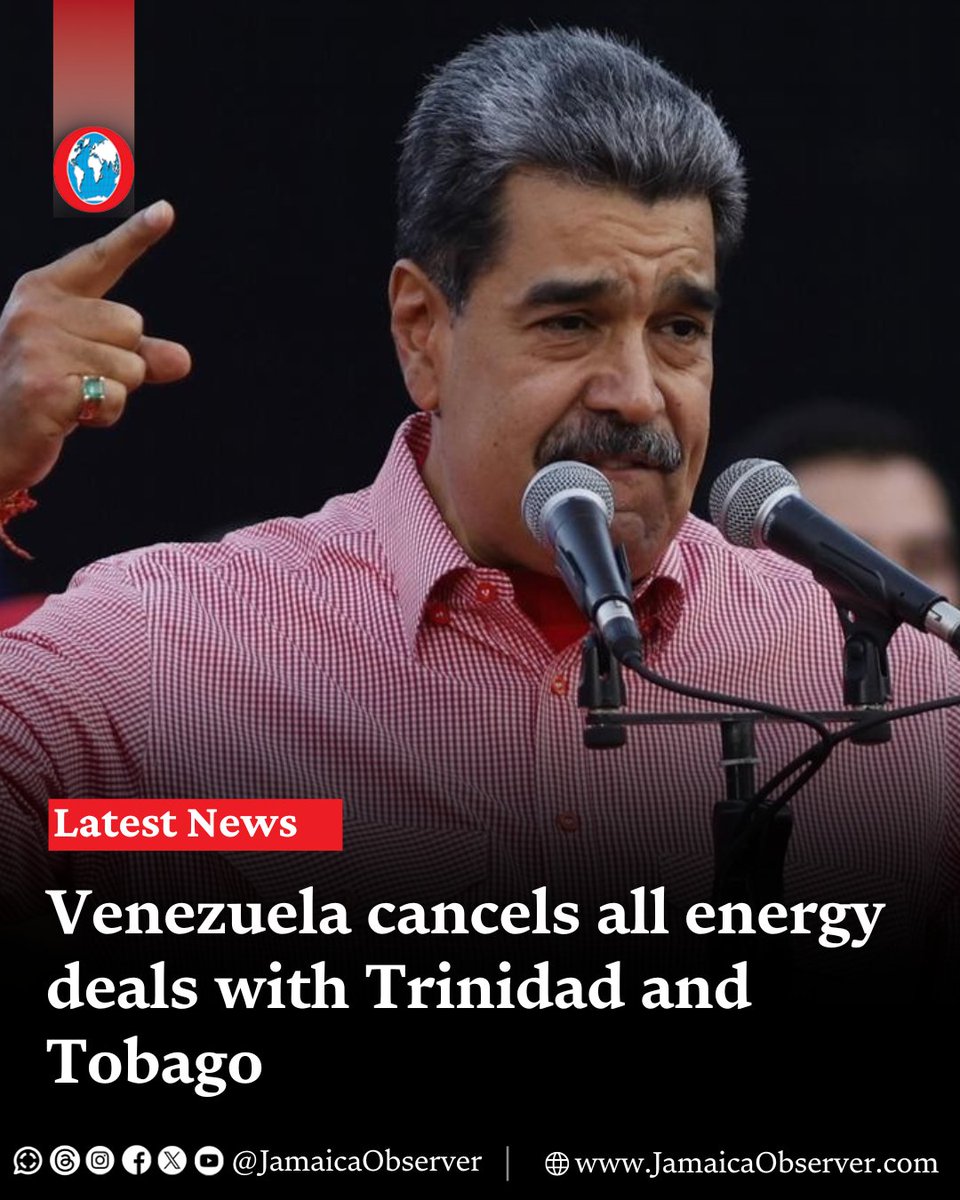 JamaicaObserver's tweet image. Venezuela on Monday said it has with “immediate effect” terminated any existing contract, agreement or negotiation with Trinidad and Tobago after accusing Port of Spain of being complicit in the decision of the United States to seize a Venezuela oil tanker last week.…