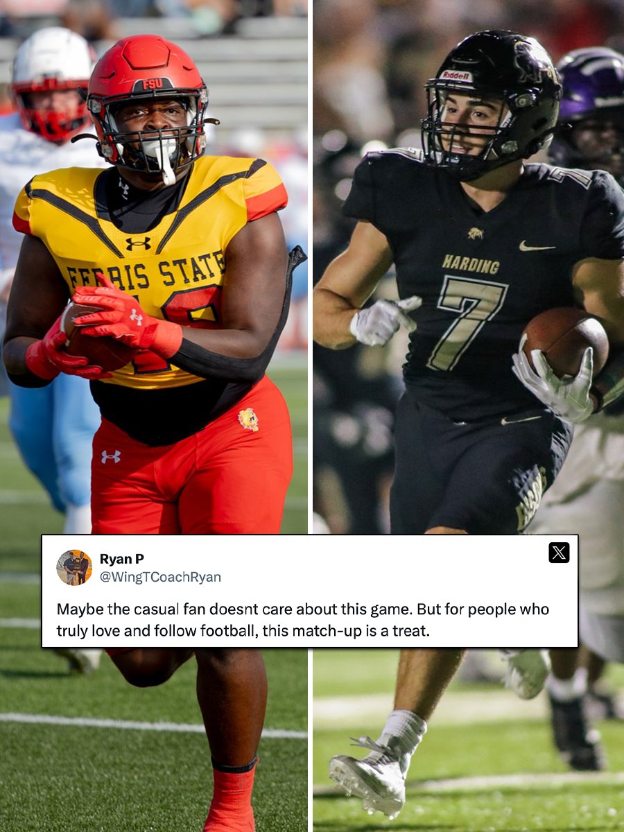FloCollegeFB's tweet photo. If you know, you know.

The 2025 D2 Football Championship game will be one for the ages.

#D2Top25 | @FloCollege | @NCAADII | @FerrisFootball | @Harding_FB https://t.co/cIB0sr1wOk