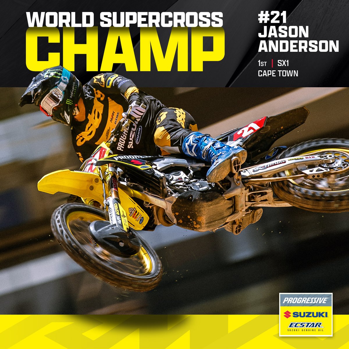 suzukicycles's tweet image. WORLD SUPERCROSS CHAMP

Congratulations to Jason Anderson and Pipes Motorsports Group on claiming the 2025 World Supercross Championship.

#Suzuki #SuzukiCycles #RMZ @RMArmy