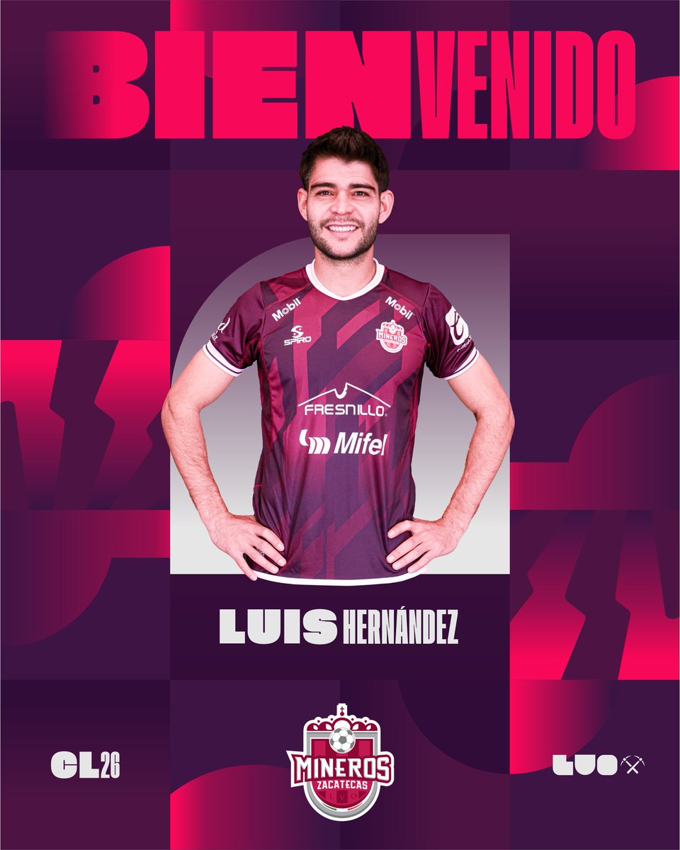 MinerosFc's tweet photo. ¡Muro Minero! ⛏️🇱🇻

El defensa Luis Hernández se convierte en nuestro primer refuerzo de cara al CL2026. 

Un central con gol y experiencia en primera división con un importante recorrido en clubes como Sporting FC, Dorados, FC Juárez, Toluca y Necaxa. 

¡Bienvenido a Zacatecas! https://t.co/omDI4pLYDI