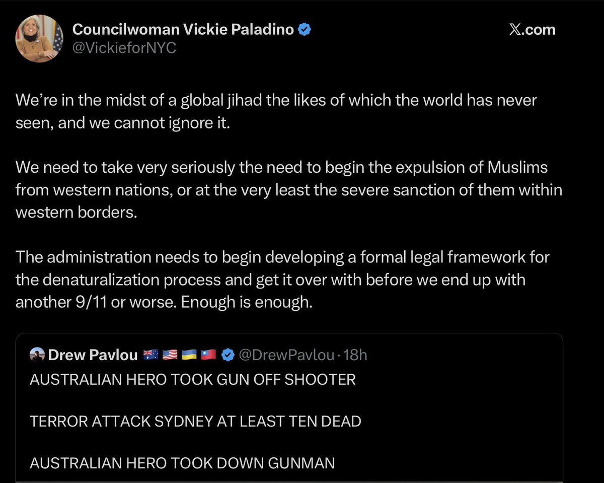 NiallStanage's tweet image. It’s possible to be appalled at both the antisemitic atrocity at Bondi Beach and the anti-Muslim bigotry coming from elected politicians.