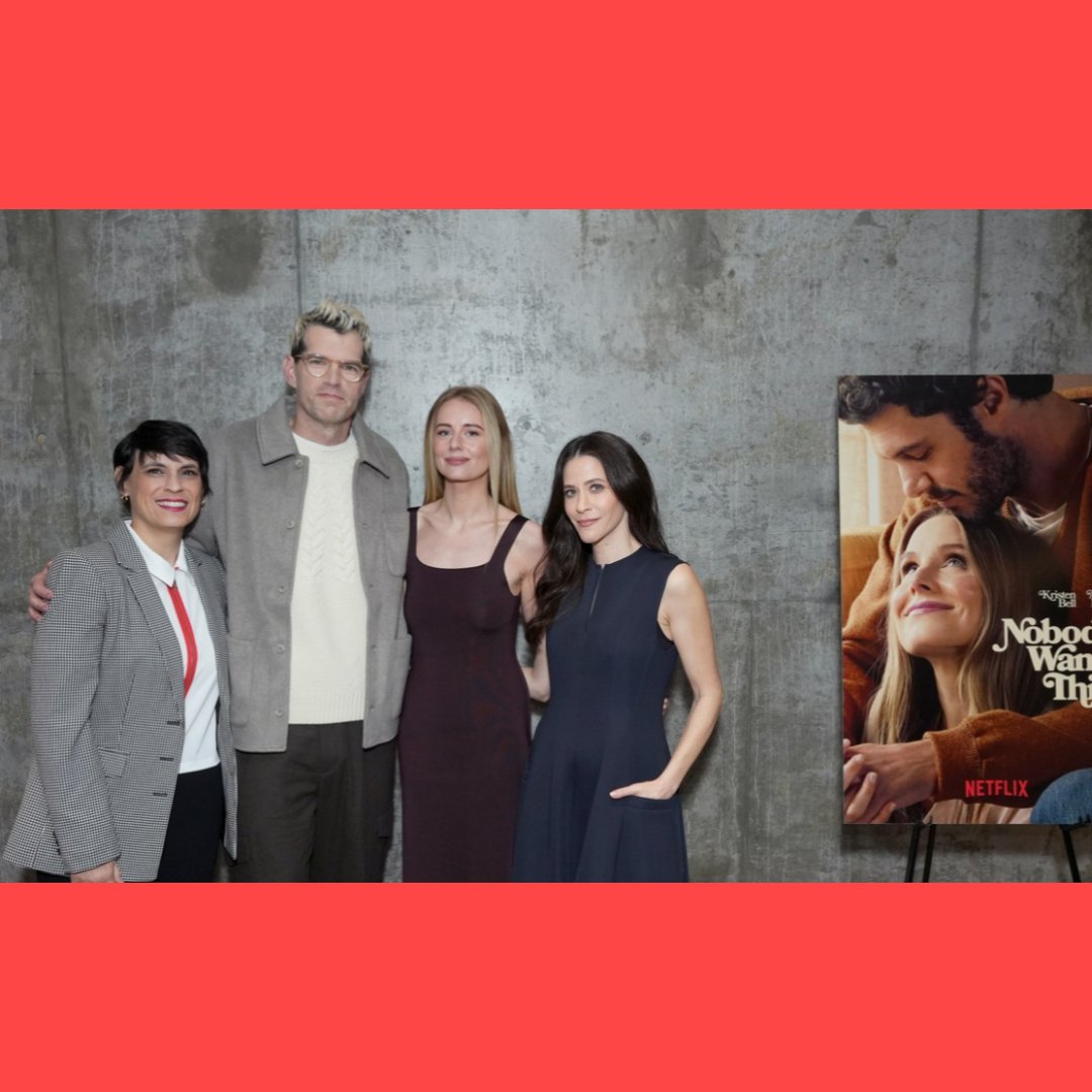 celebrityhki's tweet image. #TimothySimons, #JustineLupe e #JackieTohn, estrelas de 'Nobody Wants This', comparecem a evento de imprensa em Los Angeles.