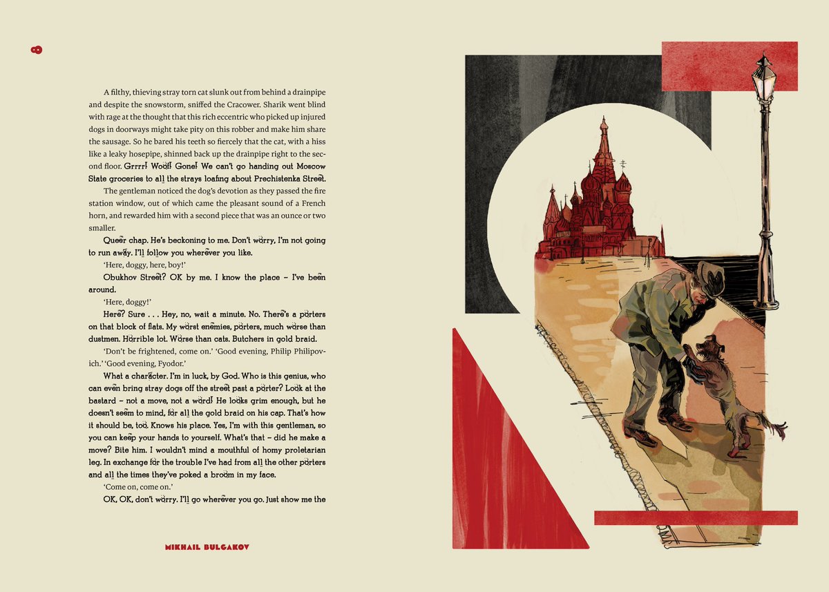 stiinken's tweet image. my finished illustrations of excerpts from Mikhail Bulgakov's "Heart of a Dog (1/3)