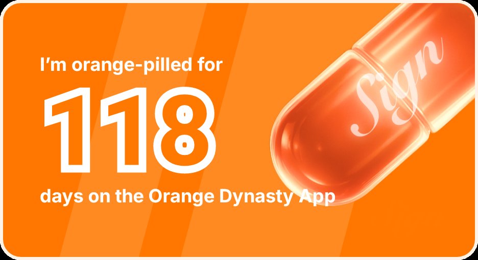 I've been Orange-Pilled and Seeing Signs for 118 days 👀🧡🐉.Join the app and be a better version of yourself!
orange.sign.global/app?user=1U4MF…