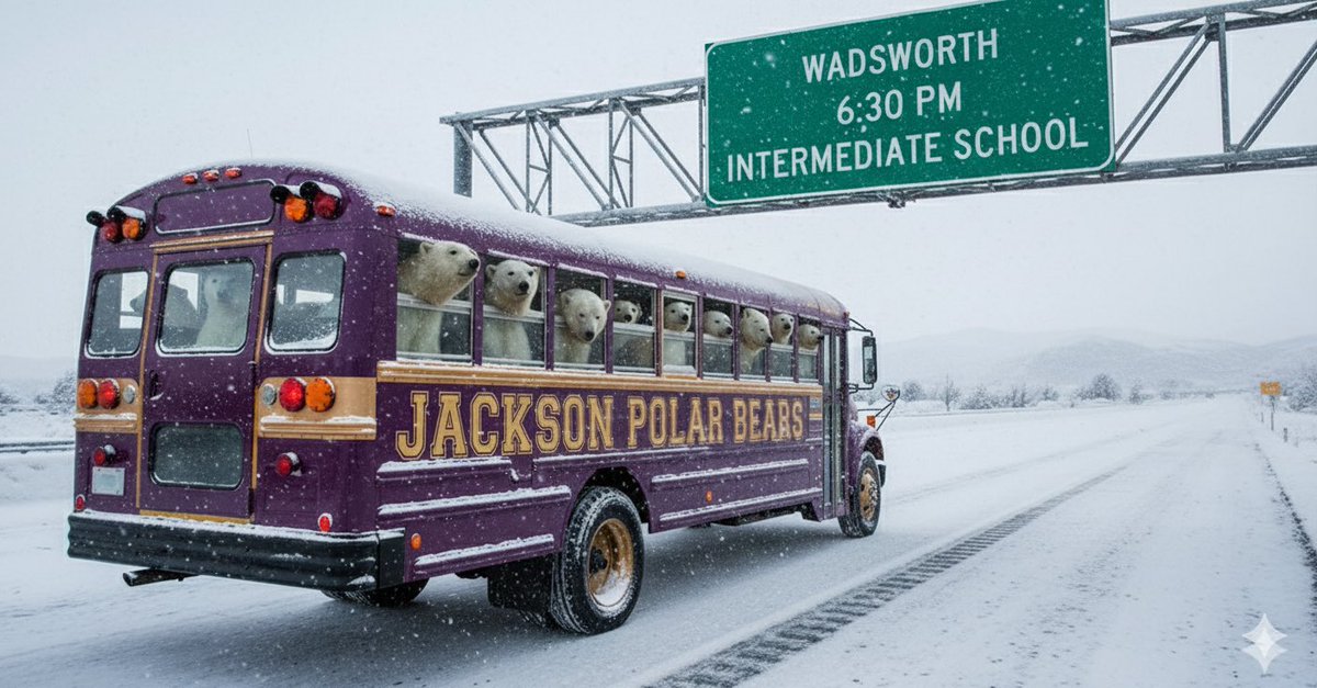 Hit the road and come cheer on the Polar Bears, 6:30 at Wadsworth Intermediate School. Go Bears!