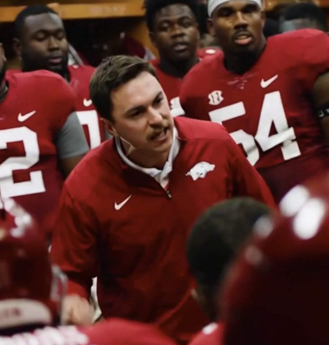 CoachAlofARK's tweet photo. Taking on a ranked Texas A&amp;M today. Need a big win. Getting the team fired up. https://t.co/nAxDIweQqW