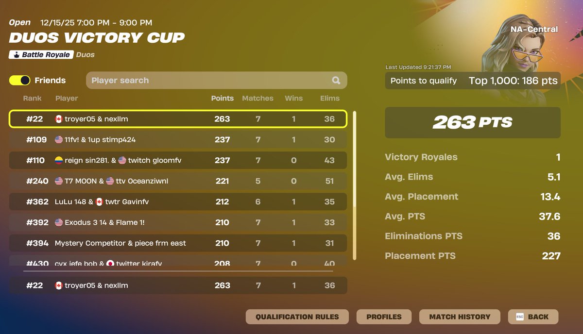 22nd in opens with lil nex nex onto finals.