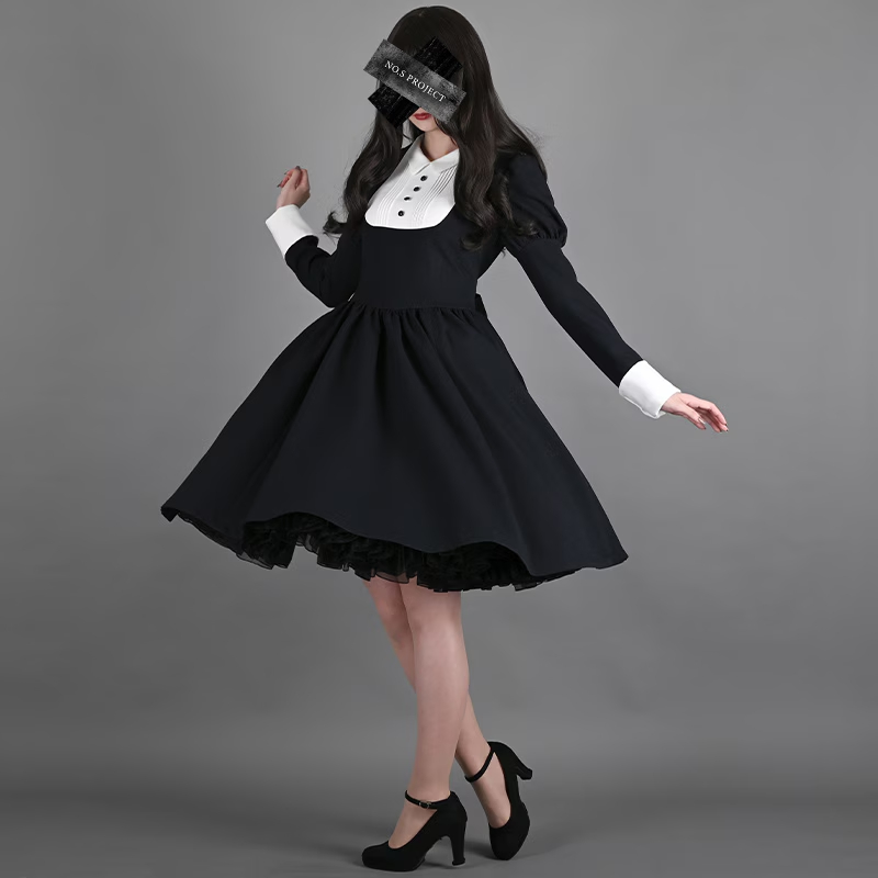 pick up】クラシックレトロワンピース ナイトネイビー 明治時代の洋装