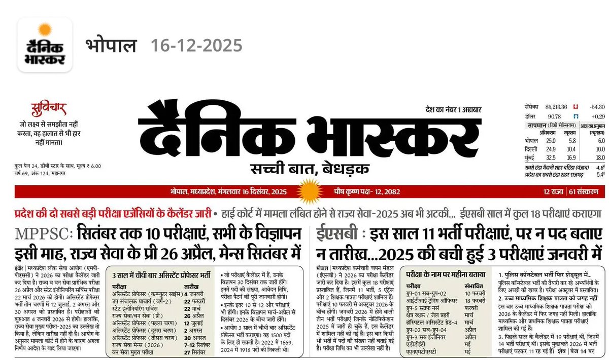मध्यप्रदेश में परीक्षाओं का कैलेंडर अब भरोसे का नहीं, अनुमान का दस्तावेज बन चुका है। एक तरफ MPPSC ने 2026 का कैलेंडर जारी किया, दूसरी तरफ राज्य सेवा परीक्षा-2025 आज भी अदालत की दहलीज पर अटकी है। तारीख नहीं, दिशा नहीं—सिर्फ कोर्ट के आदेश का इंतजार। सवाल यह है कि जब 2025 अधूरा है,