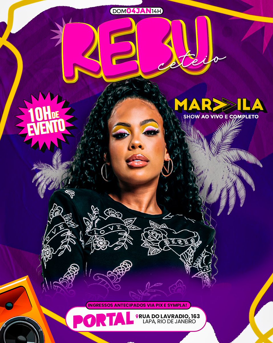 Vocês pediram novamente… 🫶
E nós atendemos.

MARVVILA confirmada na próxima edição.
Quem viveu, sabe.
Quem não viveu, vai viver!

📅 Data: 04 de janeiro
🕙 Horário: A partir das 14h

🎟️ Ingressos limitados: sympla.com.br/evento/rebu-a-…