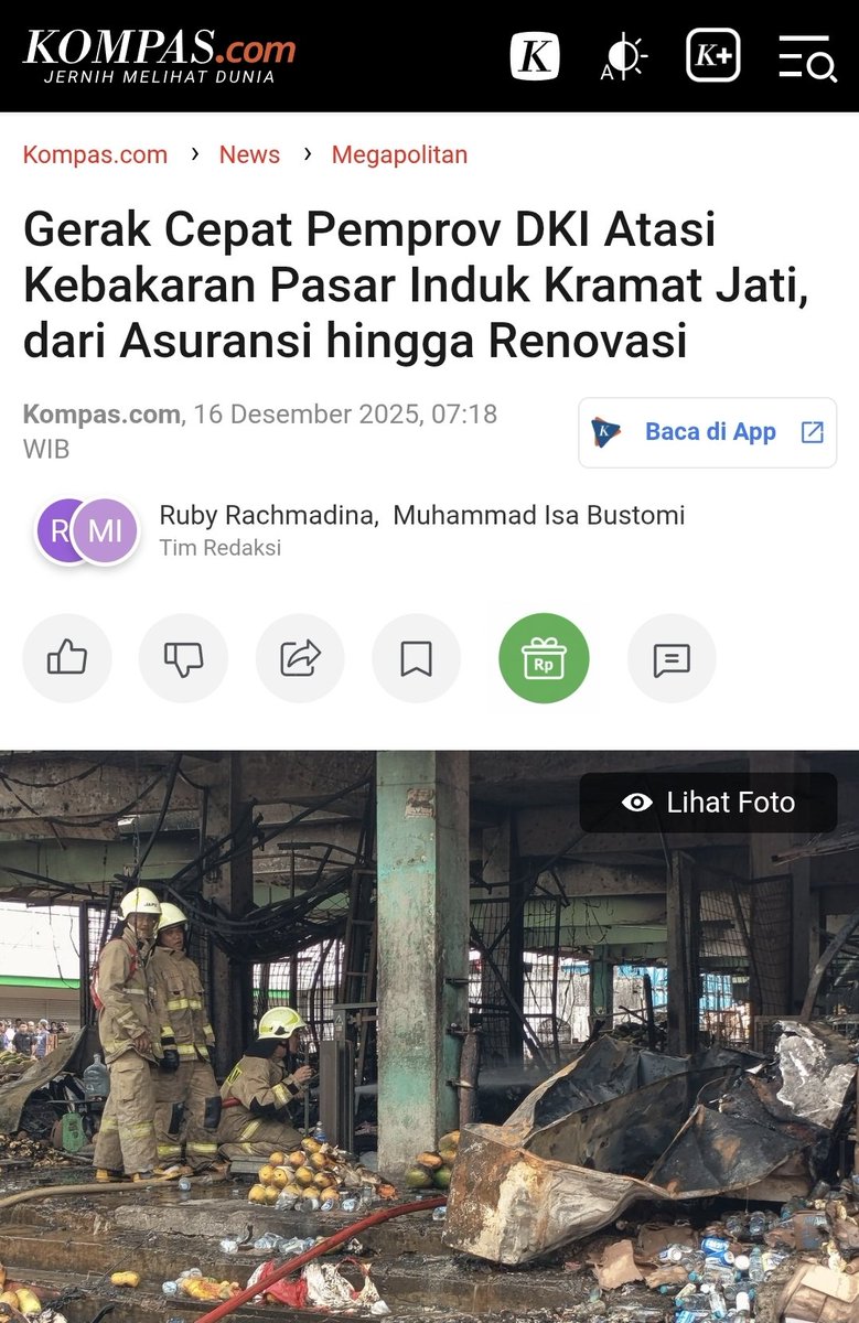 Alhamdulillah pemprov jakarta sigap untuk atasi kebakaran di Pasar Induk Kramat Jati. Hal gini patut jadi perhatian dan contoh bagi daerah lain