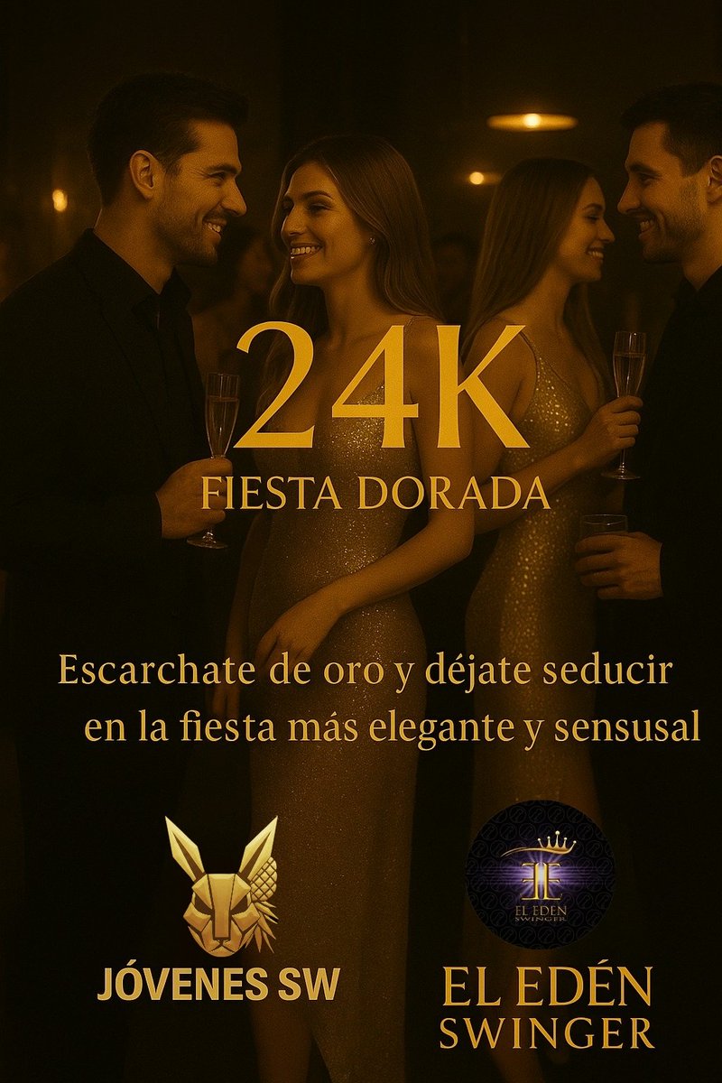 24K no es para todos.
Es para quienes les gusta brillar. ✨

Este 20 de diciembre, #JovenesSwinger <a href="/Eledenswinger/">EL EDÉN SW</a> se unen para la fiesta dorada✨
Vestidos dorados, hombres de negro, miradas que provocan.
¿Vas a quedarte fuera?

Inf por MD

#24k #NocheDorada #SwingersCDMX