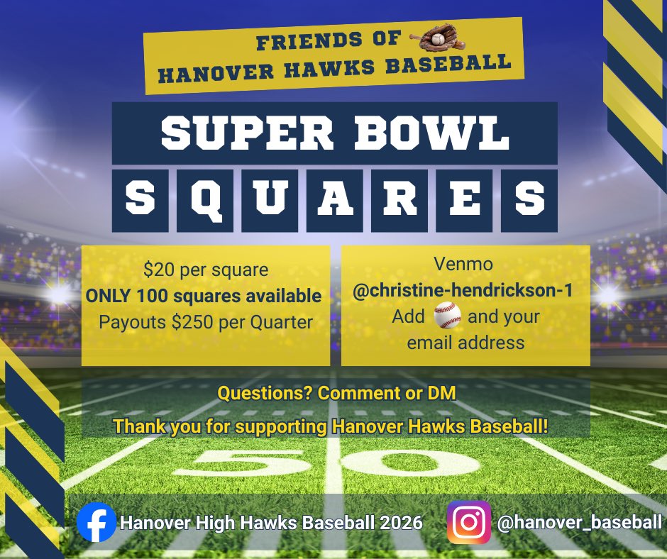 HanoverBall's tweet image. Get your squares to support the Hanover Baseball team!