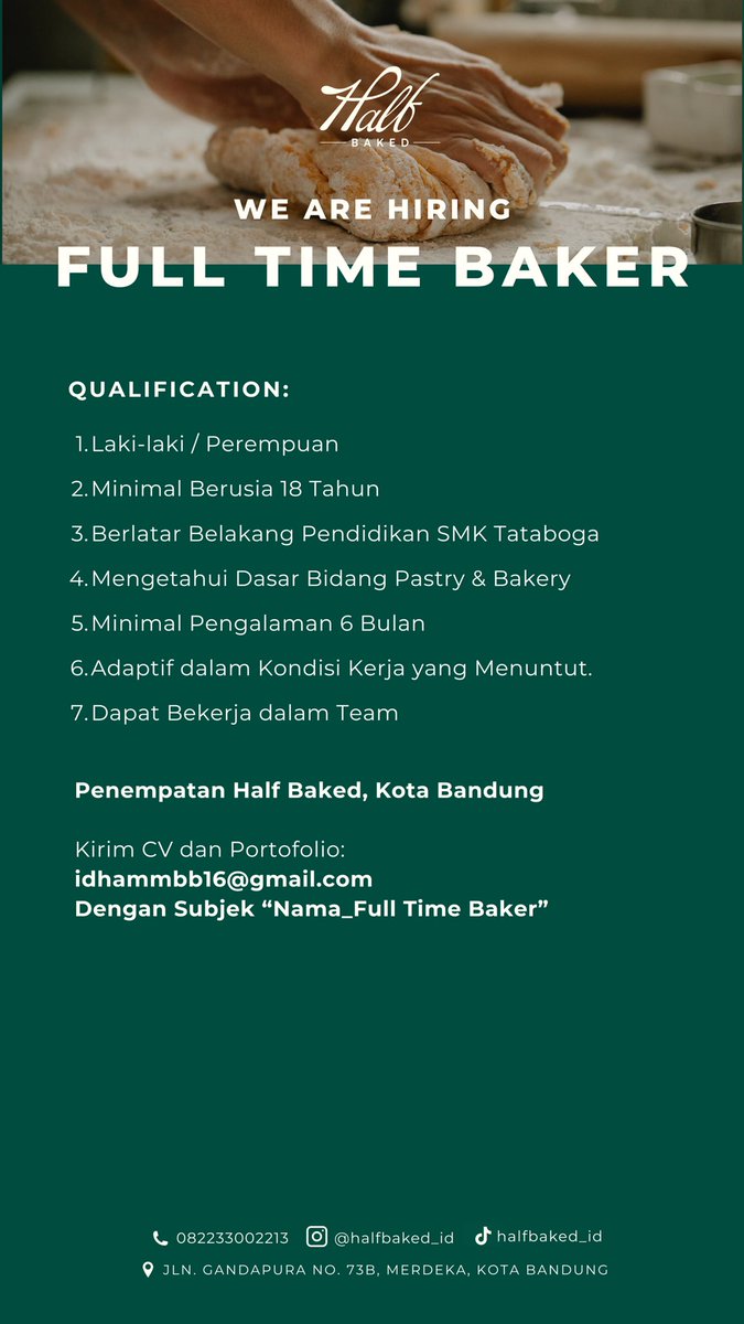 erickclapton's tweet image. Urgently needed #lokerbandung #lokerbdg #baker