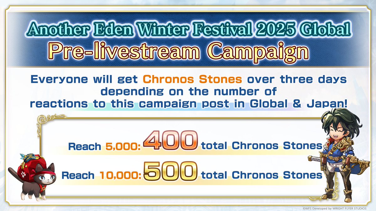 AnotherEdenRPG's tweet photo. ＼#AnotherEden Live starting today at 11am UTC!／
Pre-livestream campaign!
Get CS by reaching reaction goals (Reposts, Likes, Replies) to this post (GL &amp; JP)!

Livestream page
https://t.co/yqD8VkpMpJ https://t.co/RtX4BQDwcM