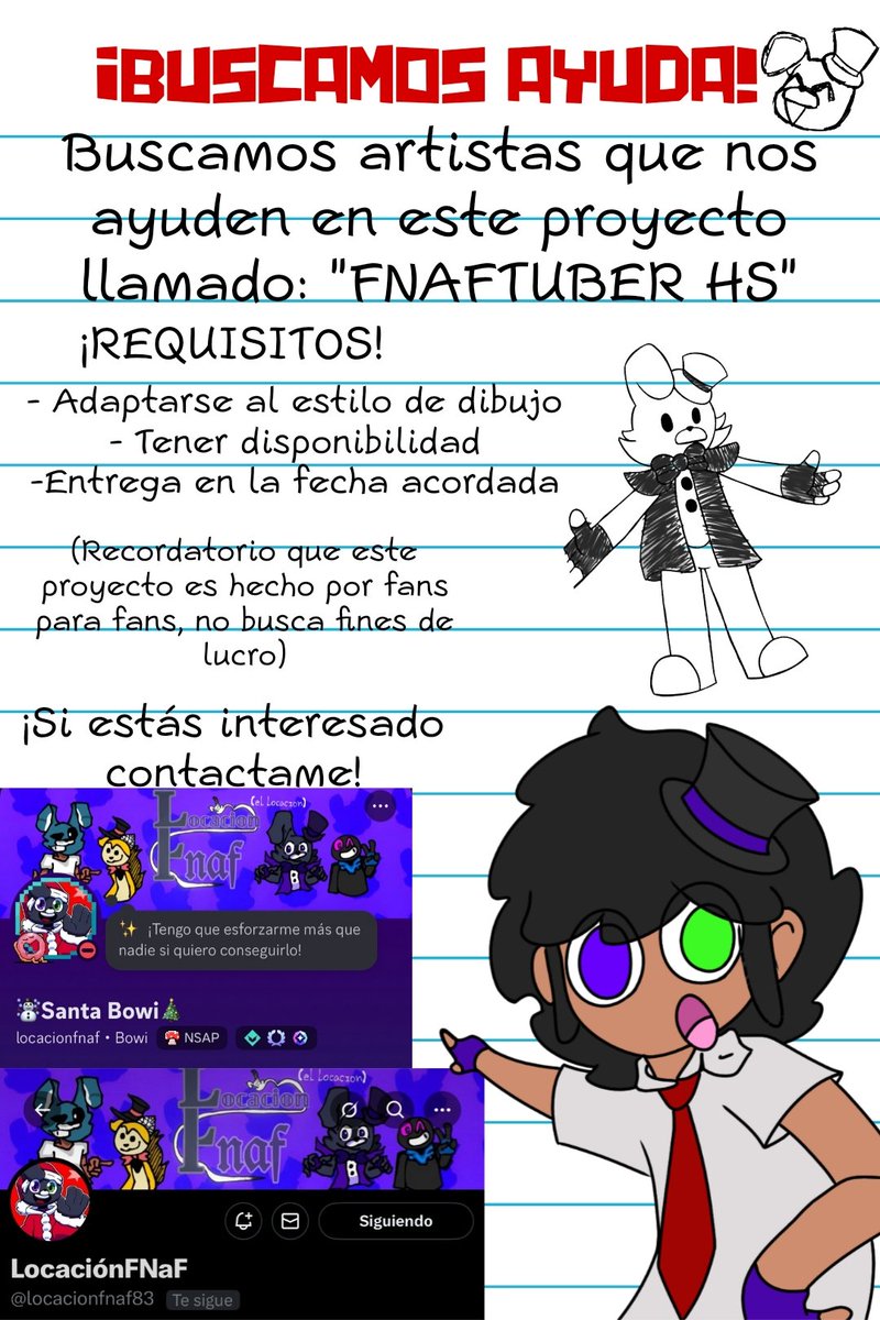 ¡NECESITAMOS TU AYUDA!
🐰💜💚

#fnaftuberhs #fnafhs #FHSZ3R0