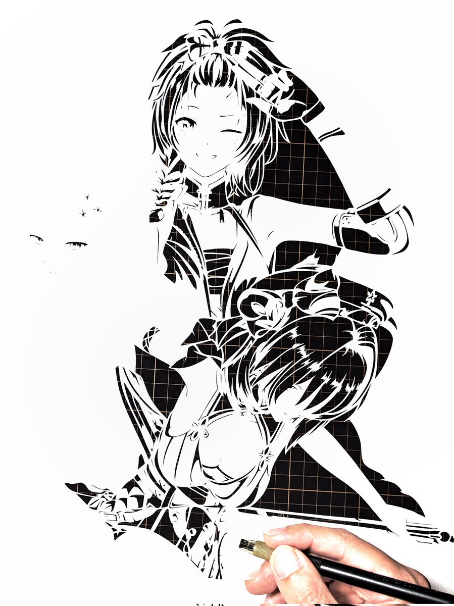 イラストオーダー、切り絵オーダー 今日の切り絵 ハガキsizeオーダー切り絵13 オーダーありがとうご