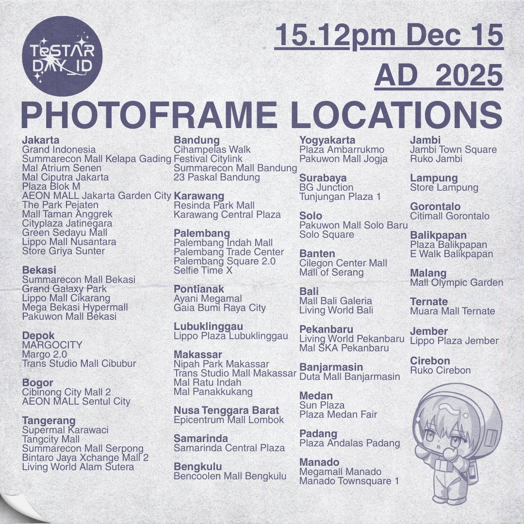 📡 Moondae to you, Moondae to Earth, do you copy? 

Seatbelts on! Our beautiful journey to the moon starts now 🚀✨

📆 15–28 Dec

📍 <a href="/selfietimeid/">Selfie Time ID</a> 

Don’t forget to snap your moment, tag @TeSTAR_ID &amp; use hashtag: 

#LoveYoutoTheMOON #HappyMoondaeDay2025
#문대_투워스_아이러뷰