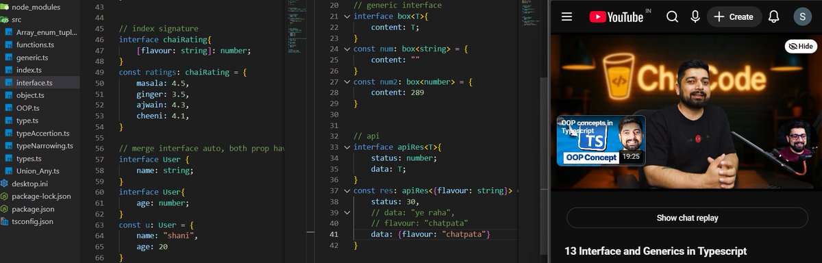 Brutal_Vids's tweet photo. Morning with @Hiteshdotcom - TypeScript
1. Interface - Shape objects.
2. Generics - Improve code reusability.
#morningcode #learn #LanguageLearning #daily #post #socialupload #journey https://t.co/wneZiuh2W5