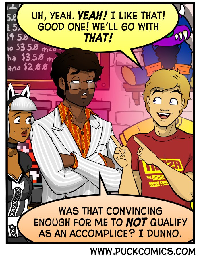 Not suspicious at all.  From the #webcomic Puck!