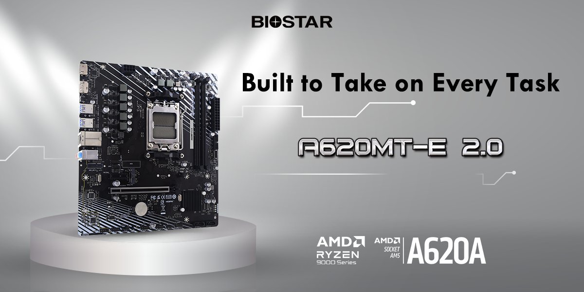The A620MT-E 2.0 delivers reliable performance, modern connectivity, and long-lasting durability in a compact design. Perfect for office work, home entertainment, or SI projects.

Know more:
biostar.com.tw/app/en/news/ne…

#BIOSTAR #AMD #Ryzen9000 #A620A #Motherboard
