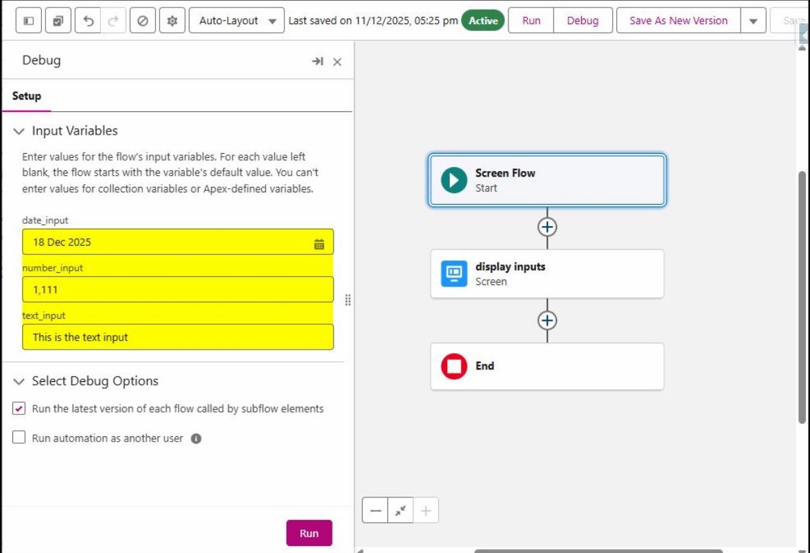 HoangKagawa's tweet image. 🌸 Salesforce Spring '26 新機能
Flow デバッグ機能の改善
フローをデバッグする際、テスト実行時に入力した値がブラウザのキャッシュに保持されるようになりました。
これにより、デバッグを再実行するたびに値を再入力する必要がなくなります。
•…