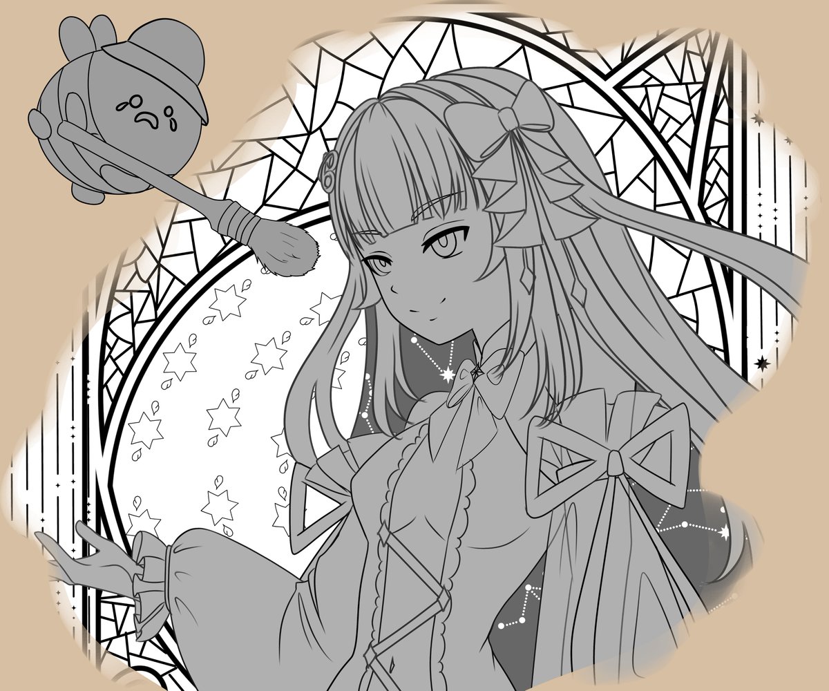 WIP sketch 🌙 The main character will be rendered in a mosaic style. #artmoots