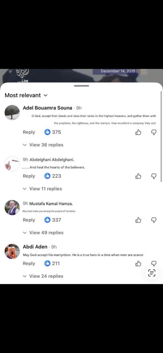 DrewPavlou's tweet photo. Check out the comment section on this Al Jazeera post about the Islamic terror attack on Bondi. https://t.co/iozqmt0kV0