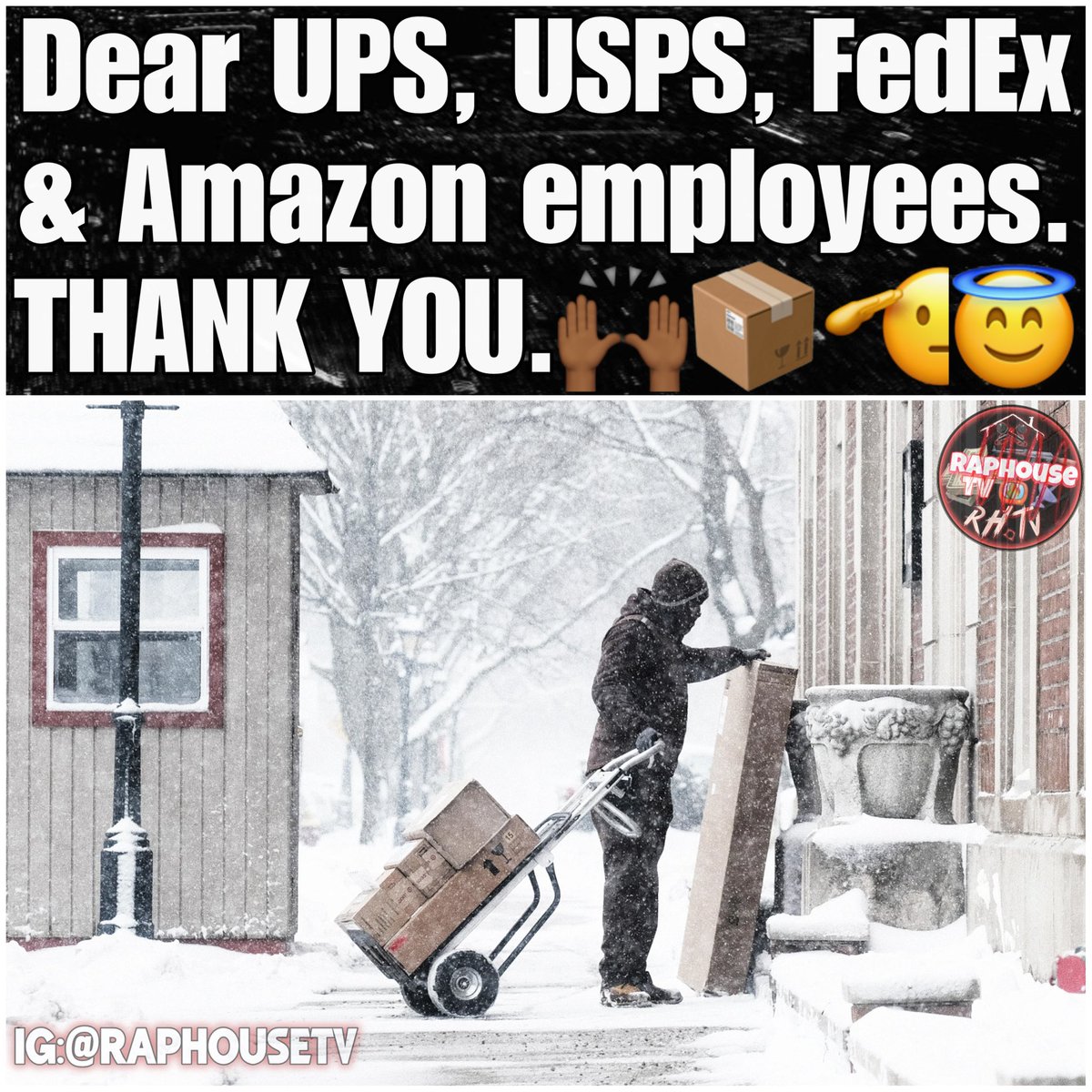 Salute to the real MVPs. 📦❄️
Rain, snow, heat, or long nights — UPS, USPS, FedEx, and Amazon workers keep the world moving no matter what.
Your hard work doesn’t go unnoticed. Thank you. 🙏🏽