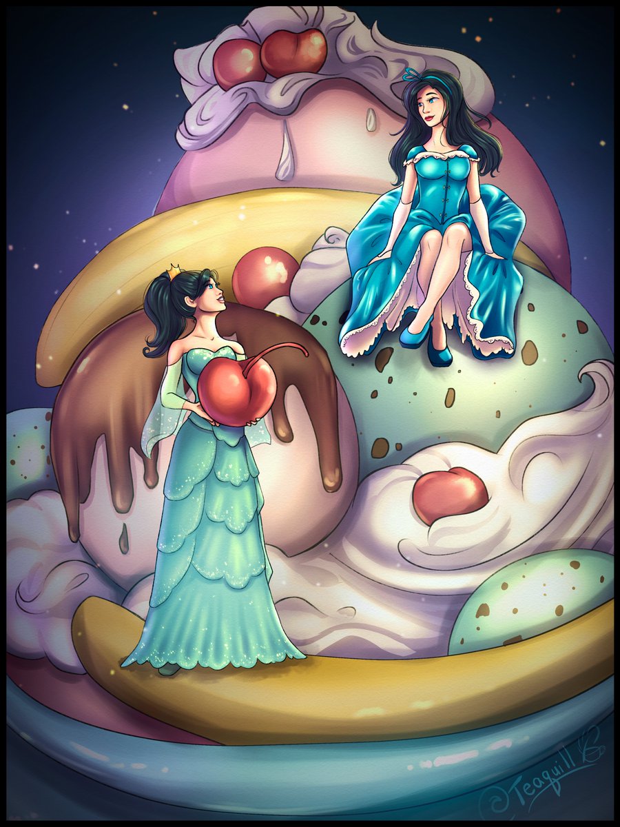 TeaQuill's tweet image. This was an absolutely sweetly delightful piece to work on. 
Here we have Judith and Nadia, characters that belong to gogomechy over on Deviantart from his Elemental series. Check out his page for more art and stories!
deviantart.com/gogomechy
#SizeTwitter #tiny #shrink