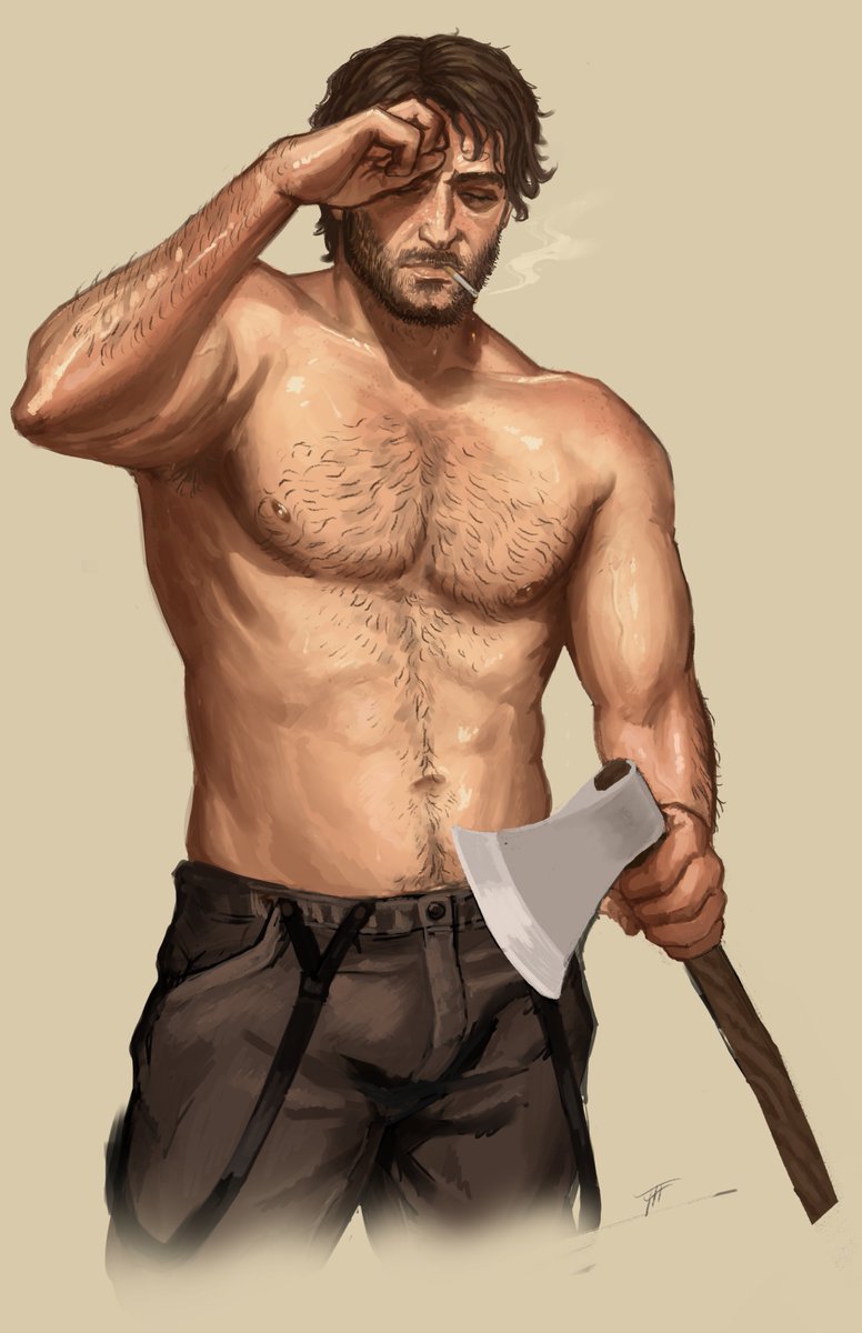 Arthur cutting wood for some rendering practice.
