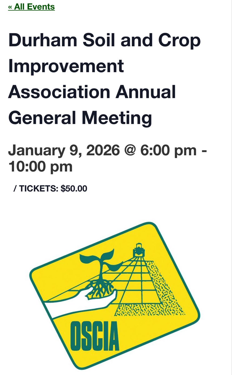Save the Date! Come join us for a night out at the Blackstock Arena for our Annual General Meeting! Great food, great speakers and great company!  Tickets available at the link below membership.ontariosoilcrop.org/event/durham-s…