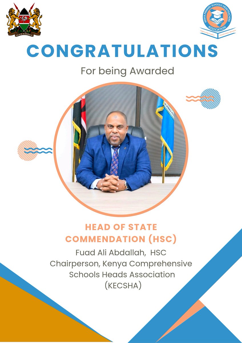 On behalf of the entire KECSHA fraternity, we extend our heartfelt congratulations to our National Chairman, Mr. Fuad Ali, on being awarded the Head of State Commendation (HSC) as published in the Kenya Gazette Notice Vol. CXXVII No. 259 dated 11th December 2025.

#kecsha